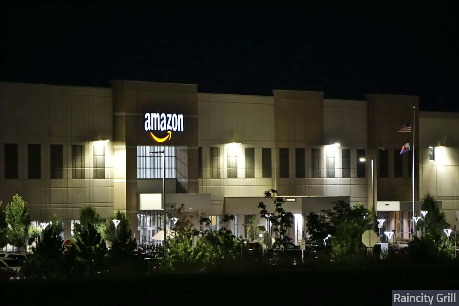 Amazon Concrete Building During Night Time