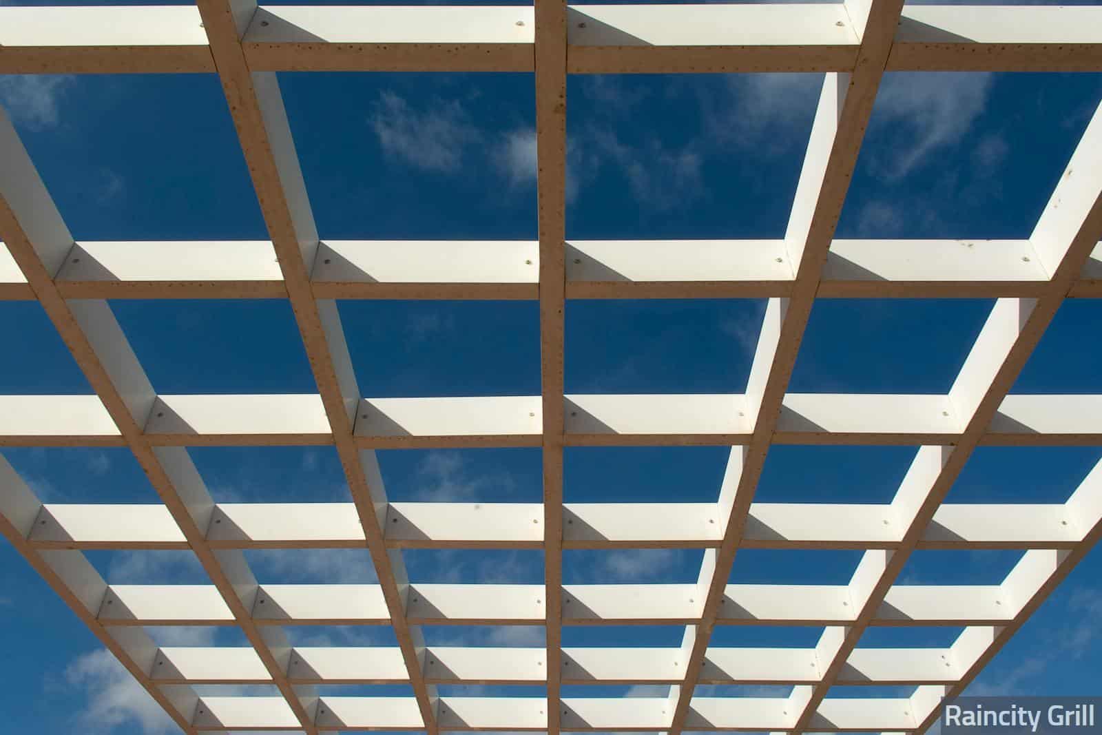 Wooden Pergola Ceiling with Square Pattern